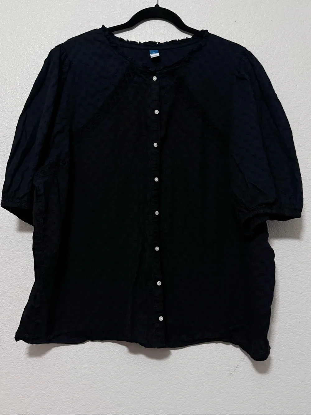 Old navy Black Button-Front Short-Sleeve Shirt 0189